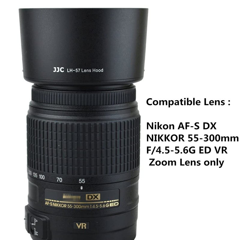 Kiorafoto غطاء عدسة كاميرا قابل للعكس HB-57 بديل لعدسة نيكون DX 55-300mm F4.5-5.6G ED VR زوم على D500 D7500 D7200 D7100 D7000 D5600 D5500 D5300 D5200 D5100 D5000 D3500 D3400 D3300 D3200 D3100 D3000 - Image 2